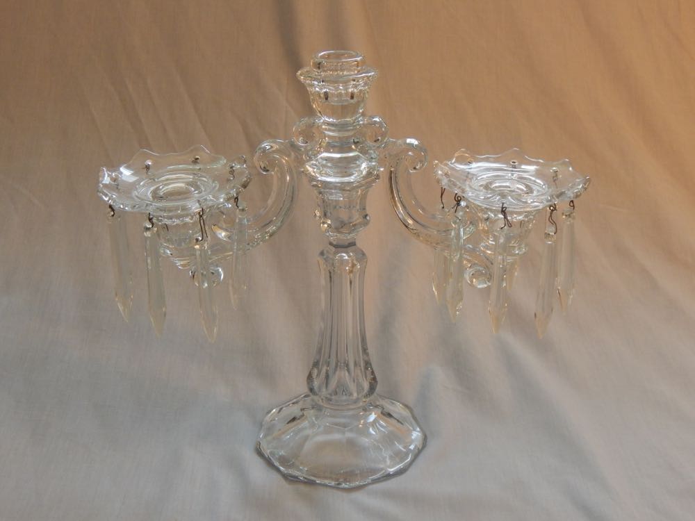 Tall 1945 Cambridge Three Candle Glass Candelabras EBTH